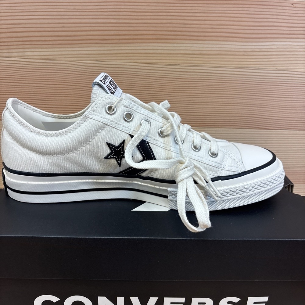 Converse Star Player 76 Low Canvas Shoes Vtg White A01608C Men Sz 9 Woman 10.5 - Picture 3 of 6